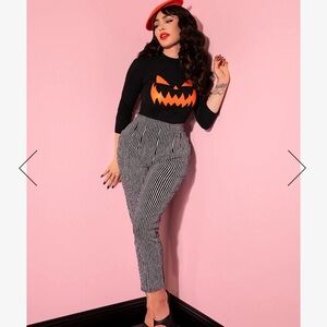 Vixen by Michelin Pitt black-and-white stripe cigarette pants in 4X